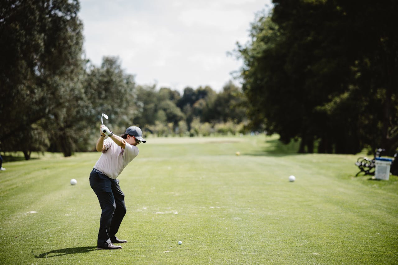 playing golf
